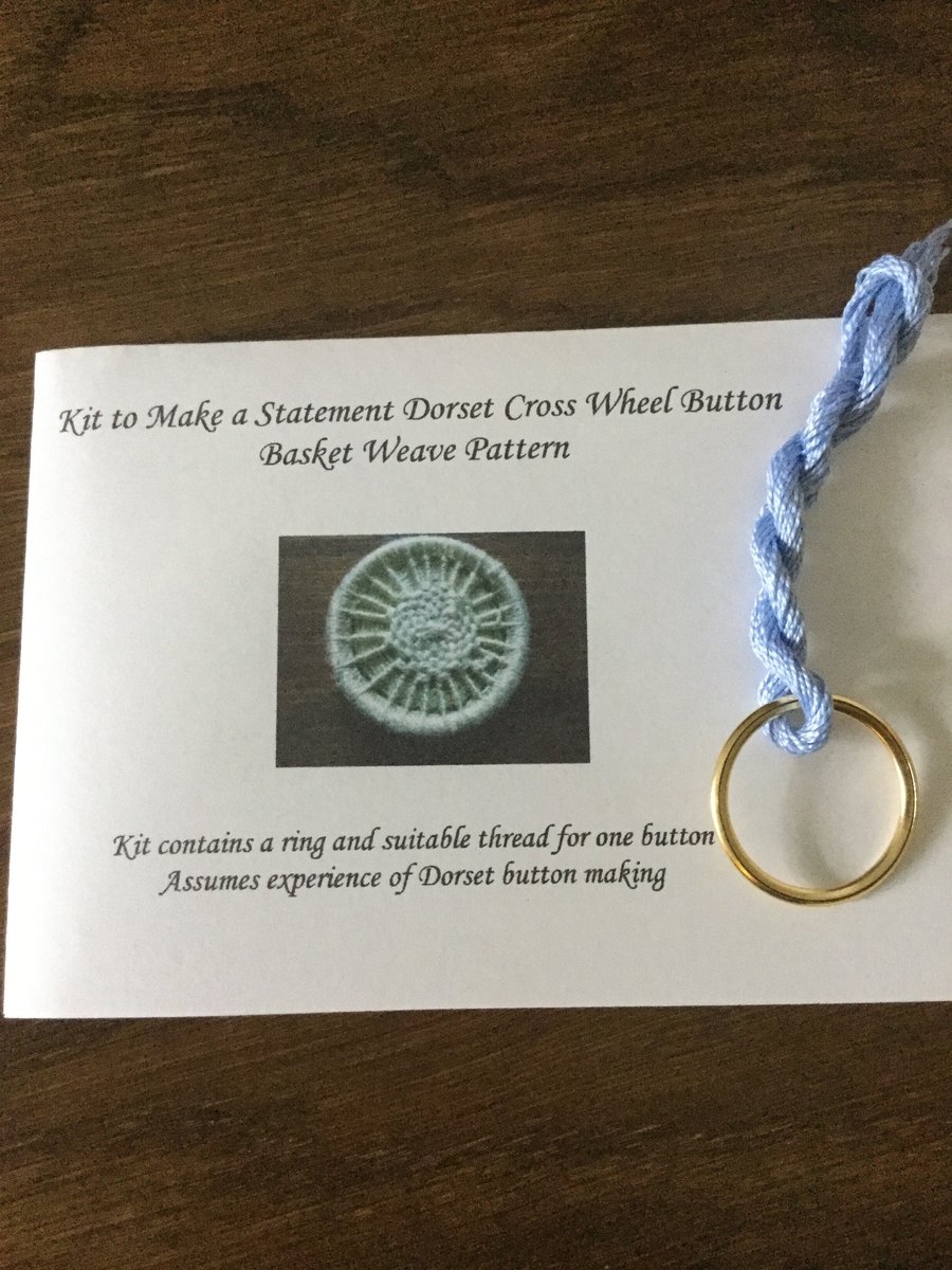 Kit to Make a Statement Dorset Button, Basket Weave Design, Pale Blue