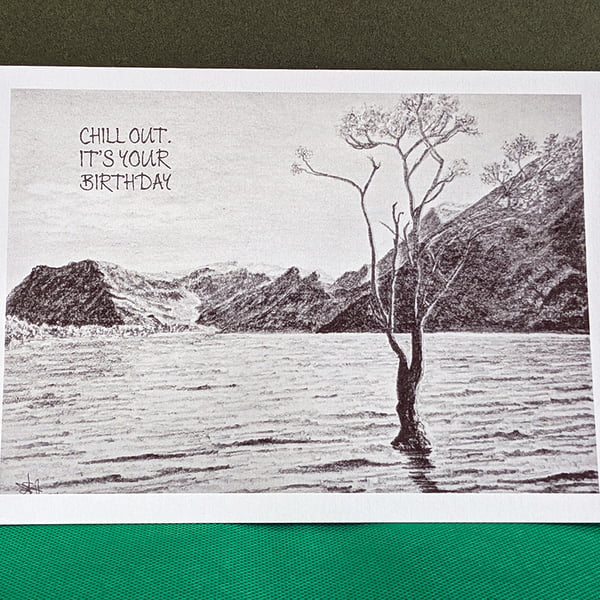 Tranquil Lake Art Card: Blank or Personalised A5-Size Greetings Card