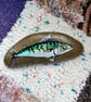 Mackerel hand painted and varnished paper weight stone 