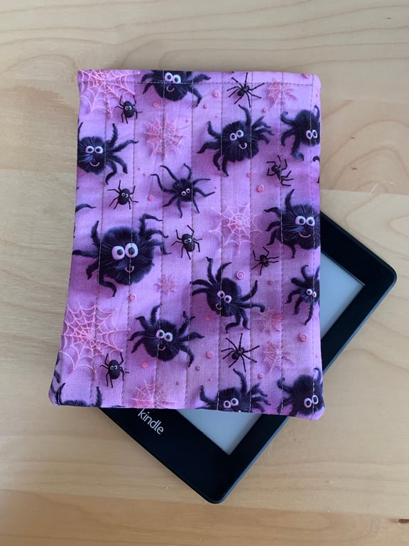 Spider Print Fabric Quilted Kindle Sleeve for 6” Kindle Paperwhite