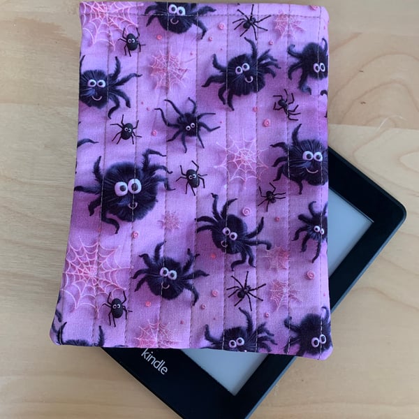 Spider Print Fabric Quilted Kindle Sleeve for 6” Kindle Paperwhite
