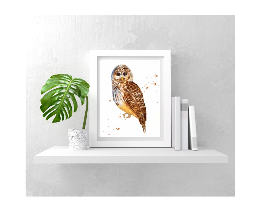 Whimsical OWL Watercolour Print