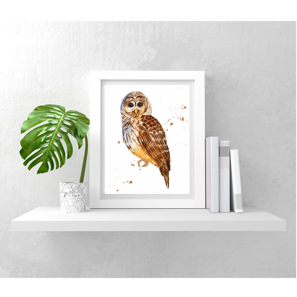 Whimsical OWL Watercolour Print