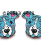 Pitbull - Staffie - Earrings Sugar Skull Style in Blue by Dolly Cool