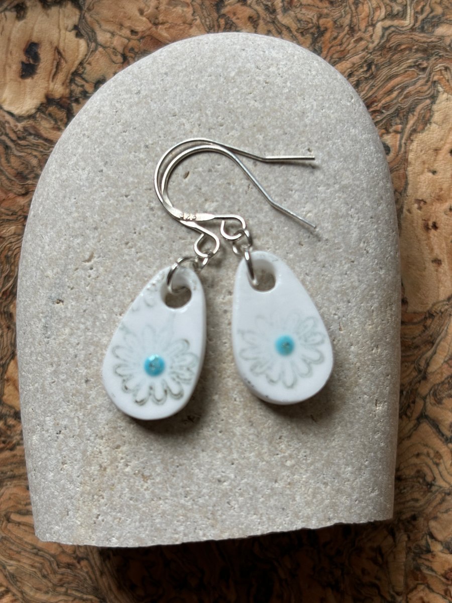 Handmade Ceramic Earrings One of a Kind Sterling Silver Eco Friendly Gifts