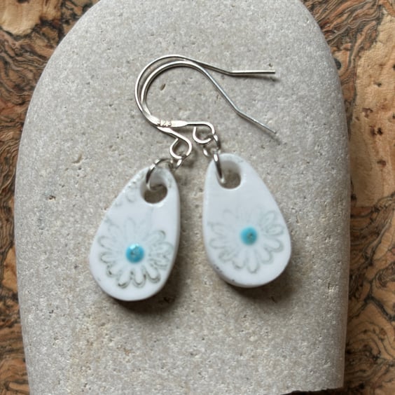 Handmade Ceramic Earrings One of a Kind Sterling Silver Eco Friendly Gifts