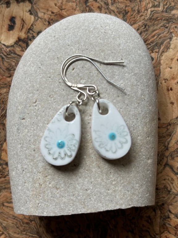 Handmade Ceramic Earrings One of a Kind Sterling Silver Eco Friendly Gifts