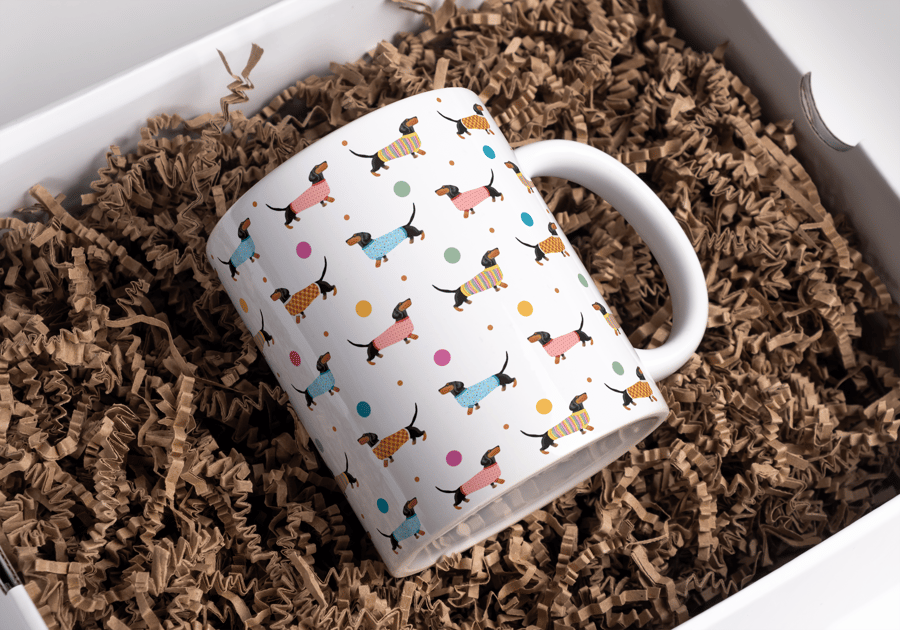 Dot and Dash Mug with wrap around design 