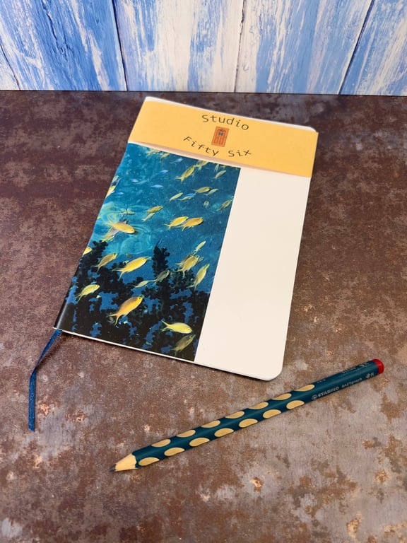 Notebook, Marine themed, A5 (ish), made from up-cycled and recycled materials.