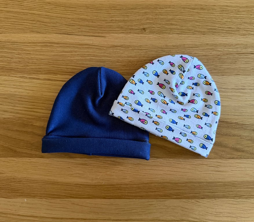 Newborn Baby Hats, Beanie hats. 2 PK. Ideal for the newborn baby 0-3mths - BE11
