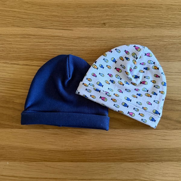 Newborn Baby Hats, Beanie hats. 2 PK. Ideal for the newborn baby 0-3mths - BE11