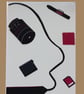 'Camera Kit' A4  Print, cream, red, black Unframed