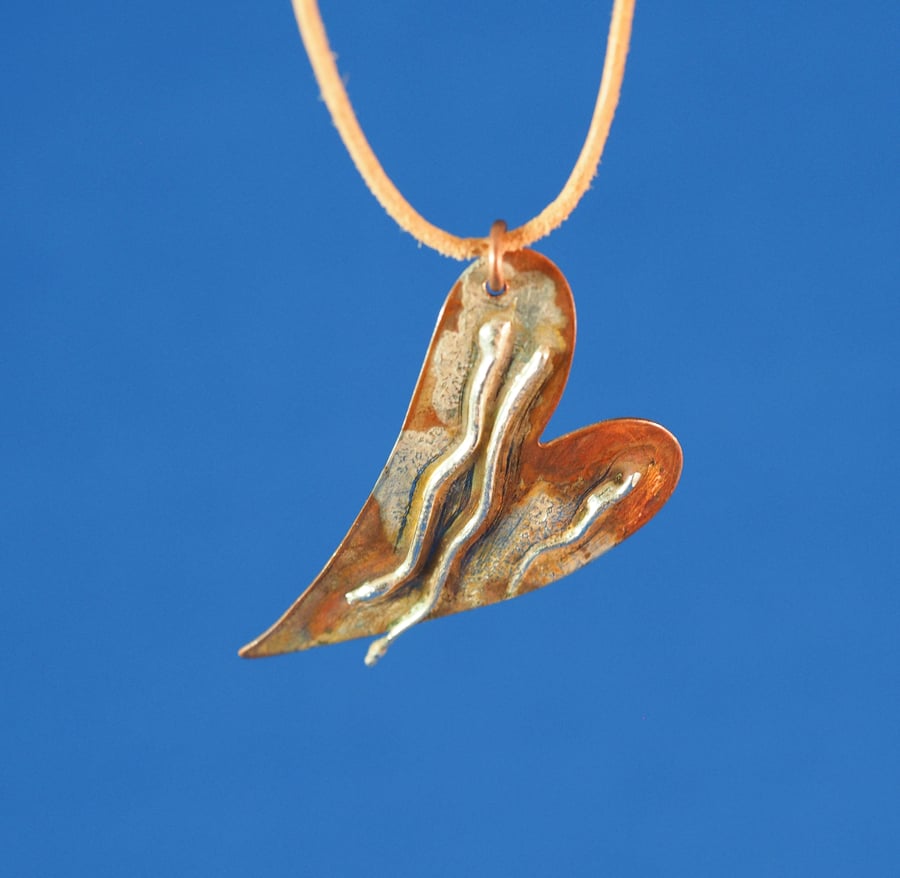 Lightning in My Heart Copper and Silver Pendant