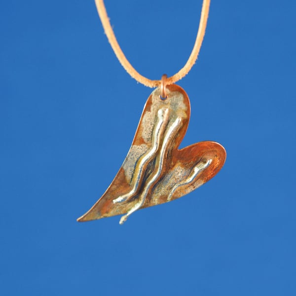 Lightning in My Heart Copper and Silver Pendant