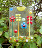 Artist made Fused Glass Flowers Suncatcher.