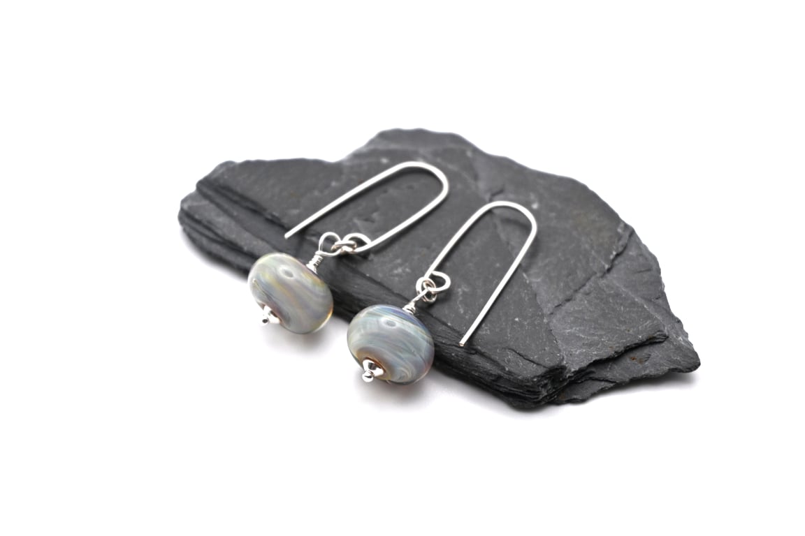 lampwork glass misty earrings