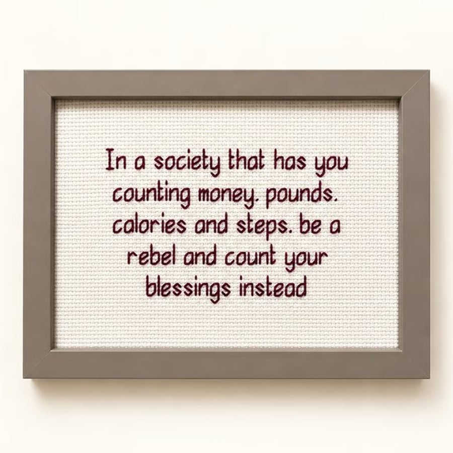 Image of Count Your Blessings – Inspirational Handmade Cross Stitch – Framed Gift 7x5