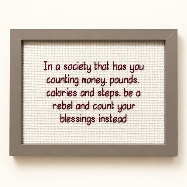 Count Your Blessings – Inspirational Handmade Cross Stitch – Framed Gift 7x5