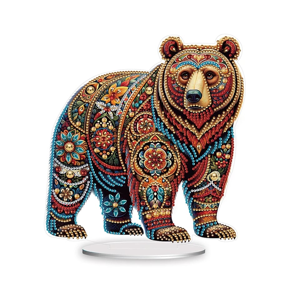 5D DIY Mosaic Colourful Bear Diamond Painting Kit Crystal Embroidery Rhinestone 