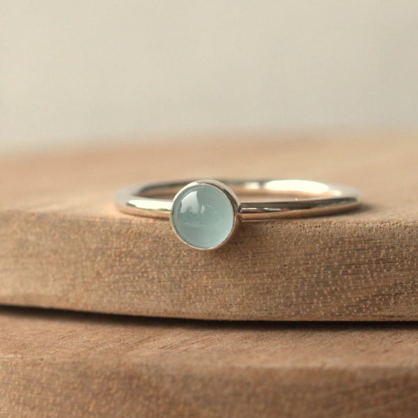 Aquamarine Stacking Ring, March Birthstone Ring