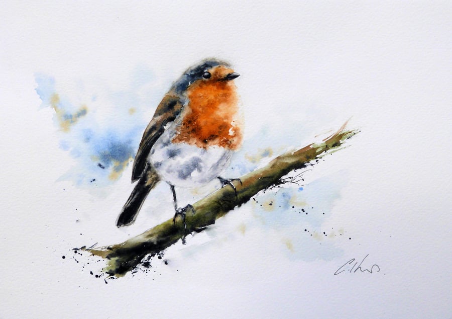 A Robin, Original Watercolour Painting.