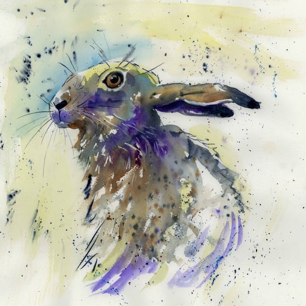 Startled Hare - Original Watercolour