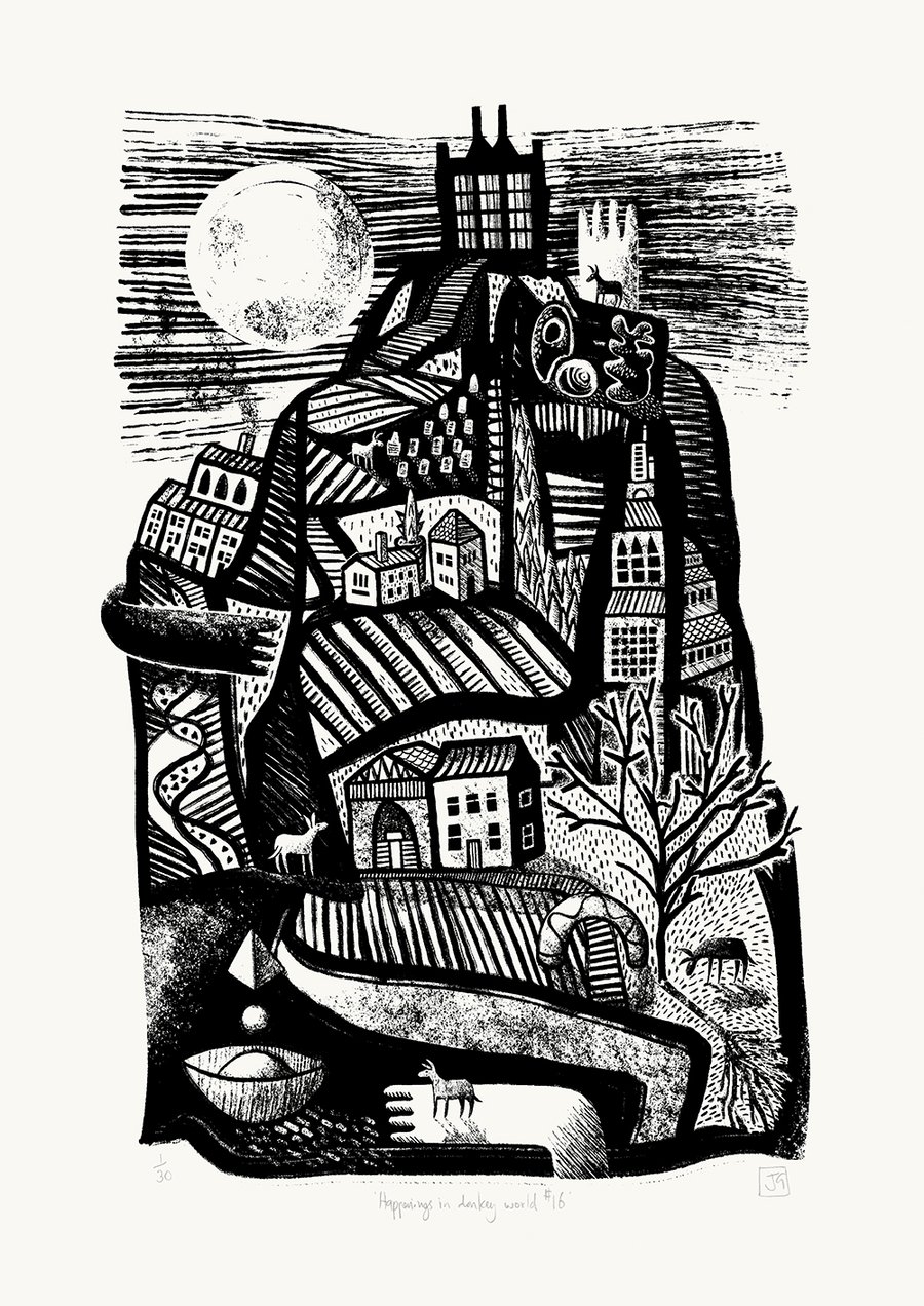 Happenings in Donkey World No.16 one-colour A2 screen-print
