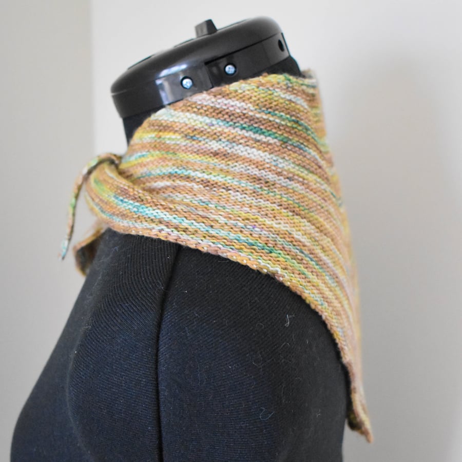 Hand knitted Neckerchief - Browns and greens