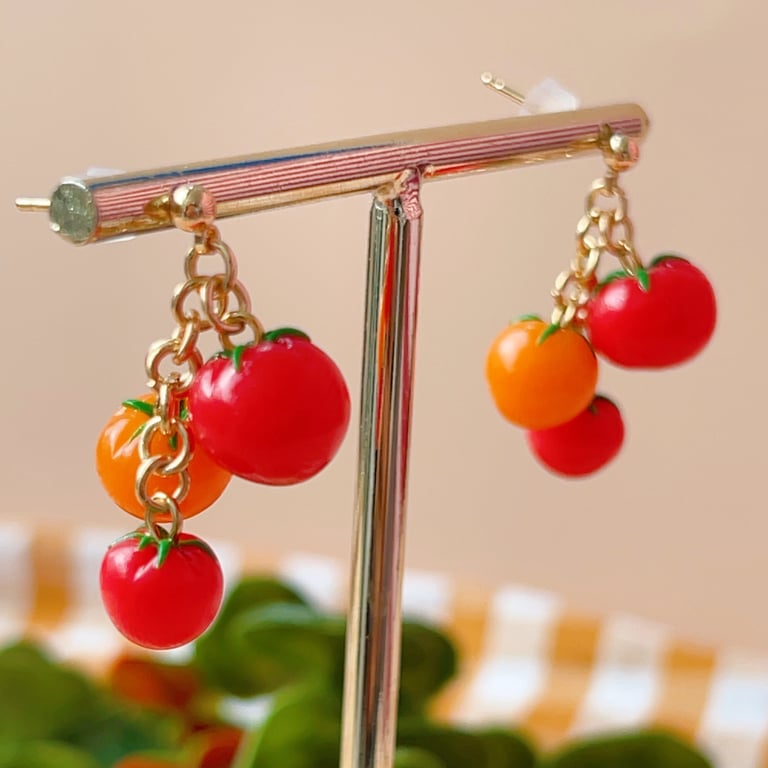 Tomato Dangle Earrings, Quirky Food Jewellery, Gardener Gift, Handmade UK