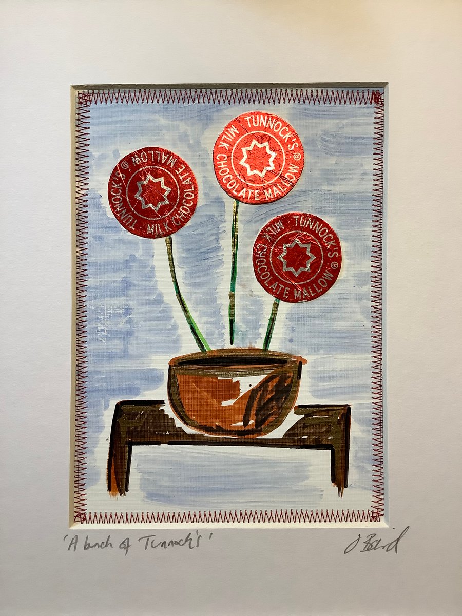 Bunch of Tunnock’s. original mixed media art. Tea cakes. Quirky. 