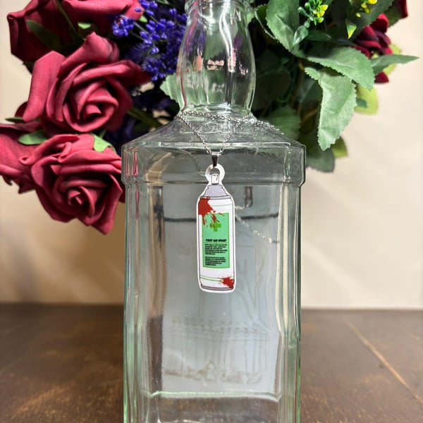 First aid spray necklace: Resident evil biohazard Video Game Jewellery