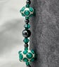 Cream and emerald green lampwork glass Swarovski Crystal and haematite necklace - Image 10