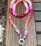 Iced Raspberry Hand Knotted Beaded Gemstone Necklace - Image 5