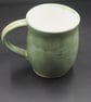 Large stoneware pottery mug finished in a sage green satin glaze - Image 9