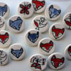 Porcelain brooches -red fox, robin and star, blue wolf, butterfly - Mothers day 