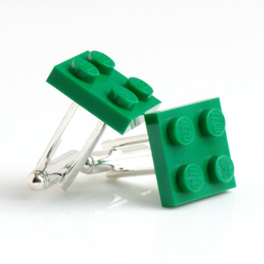 Green Lego Brick Cufflinks Retro Big Boy Fun