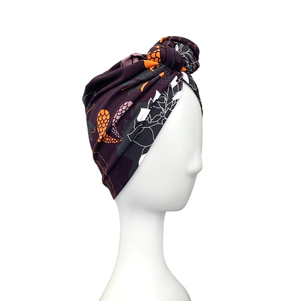 Aubergine Purple Chemo Turban Hat for Women, Women's Jersey Hair Care Turban