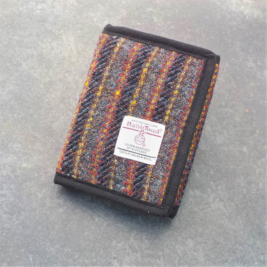 Harris tweed wallet grey and red striped wool fabric gifts for men