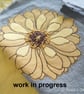 LARGE free motion & hand embroidered large floral zip purse pouch case - yellow - Image 10