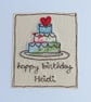 Personalised Embroidered Birthday Cake Card - Image 1