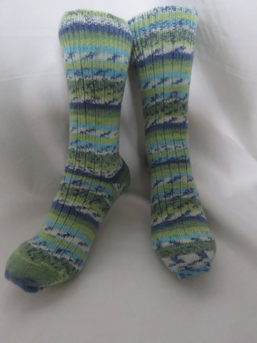 Hand-cranked Ribbed Luxury Wool & Cashmere Socks Size 6 to 7