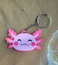 Axolotl 3D Printed Keychain Cute Keyring Key Fob Bag Tag Matte Pink Gift