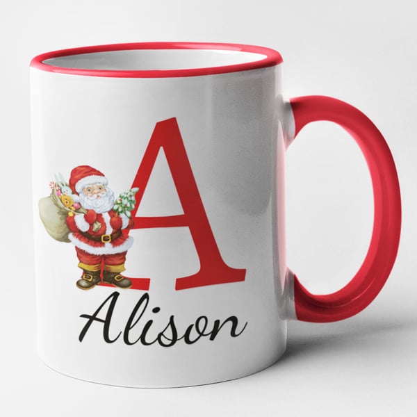 Personalised Name and Initial CHRISTMAS  Mug - Cute christmas gift