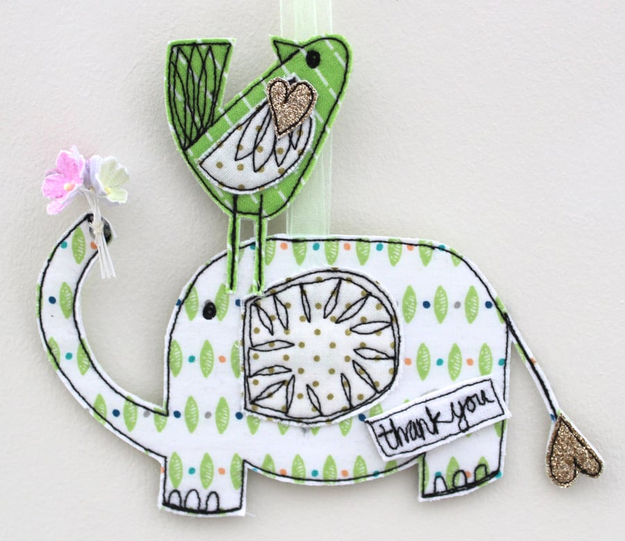 'Mr Elephant, Thank you' Hanging Fabric Decoration