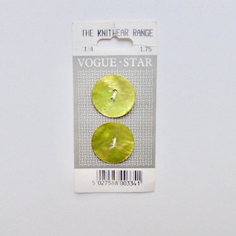 Lime green shell buttons, vintage Vogue buttons.