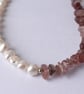 Sterling Silver Strawberry Quartz Gemstone & Freshwater Pearl Necklace - Image 5