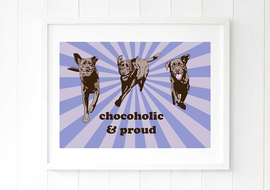 Retro Labrador pop art - British pop art - Chocolate Labrador art gift