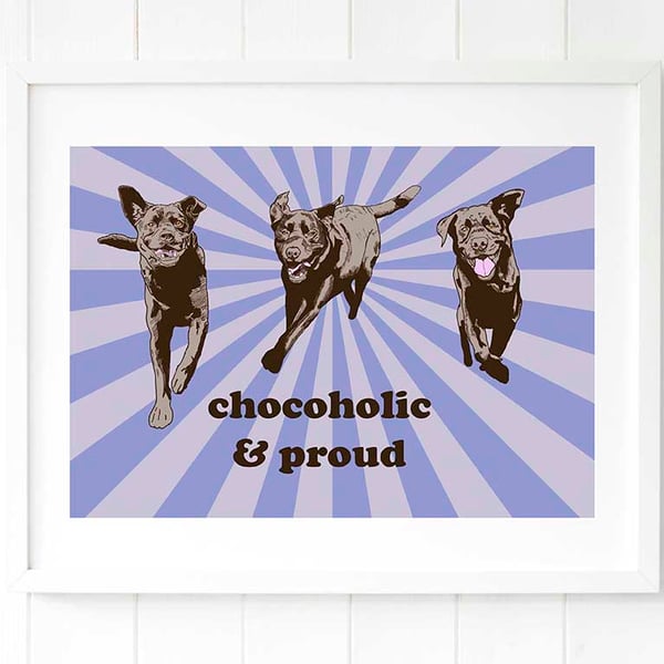 Retro Labrador pop art - British pop art - Chocolate Labrador art gift