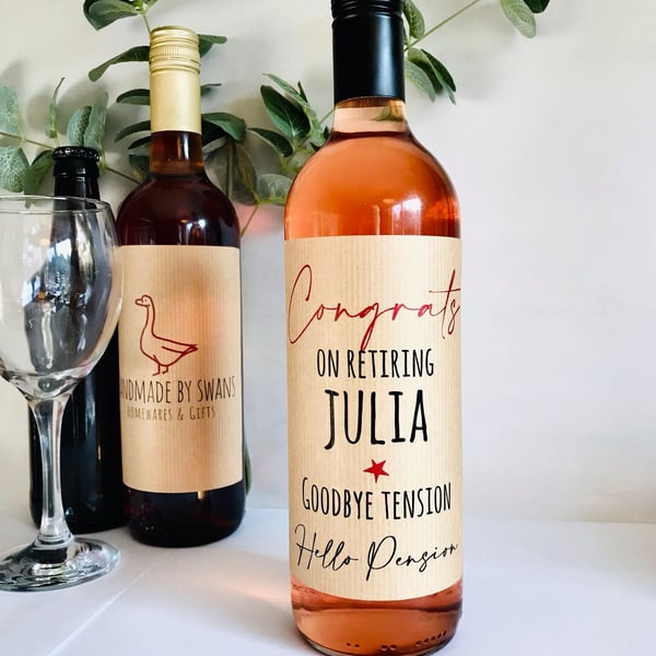 Retirement Wine label, retirement gift, retirement gift for colleague, wine love