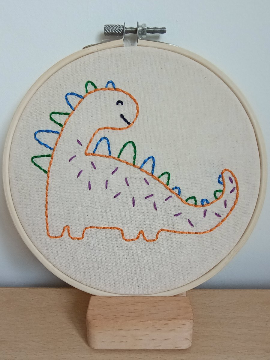Beginners dinosaur themed embroidery stitching hoop, sewing craft kit children